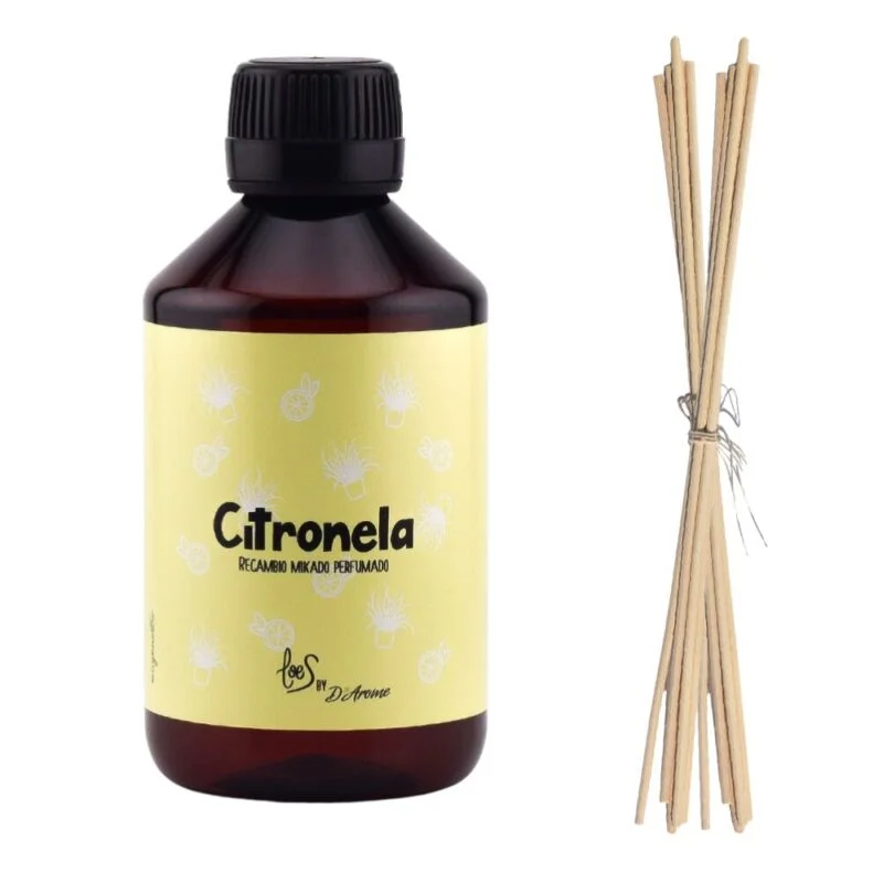 Citronela Recambio Mikado, aroma a limón. Genial para ahuyentar mosquitos y moscas en verano.