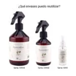 Imagen de los formatos que se puedes rellenar con la recarga del spray de tejidos de litro.