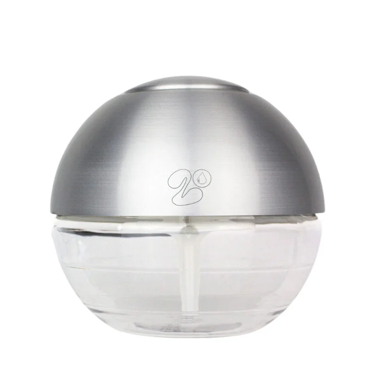 Bola de olor grande de 600ml. Parte de arriba en color plateado, abajo transparente. Marca 20 gotas.