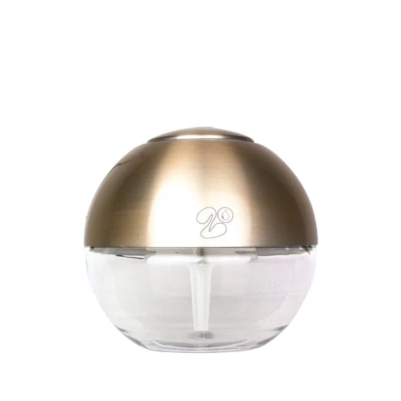 Bola de olor pequeña. Parte de arriba color dorado, abajo transparente. Marca 20 gotas de 400ml.