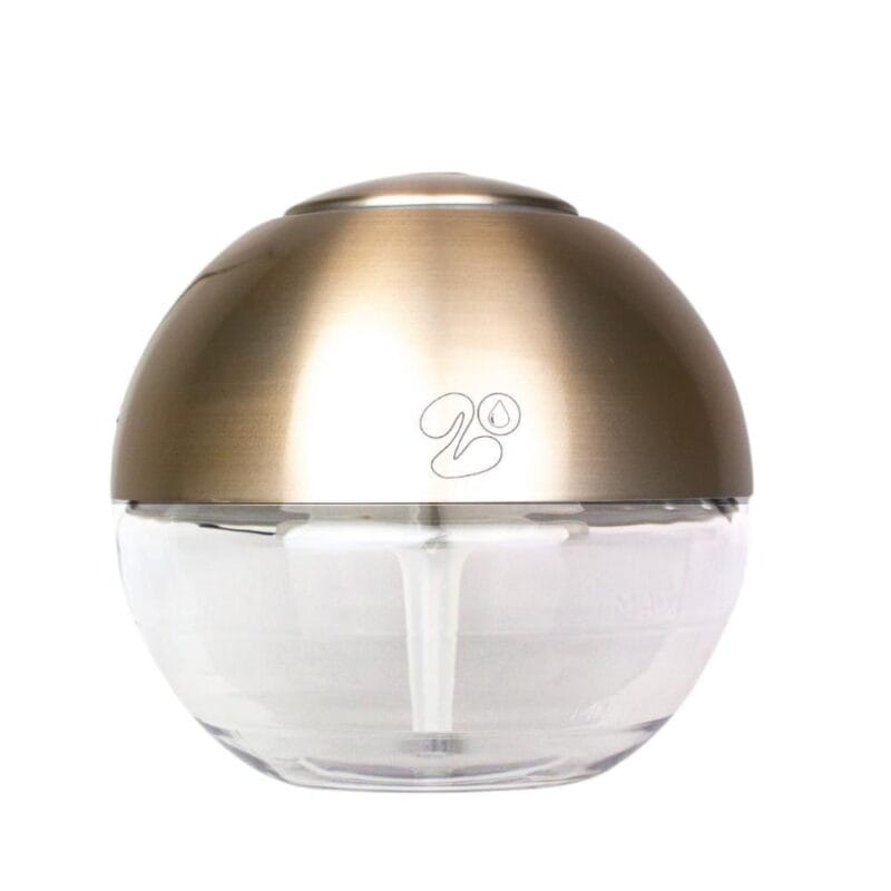 Bola de olor grande. Parte de arriba color dorado, abajo transparente. Marca 20 gotas de 600ml.