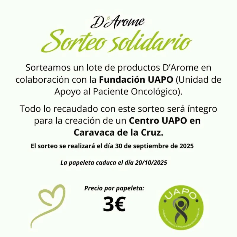 💚 Participa en el sorteo benéfico para la Fundación UAPO. Por solo 3 €, colabora y entra en el sorteo de un lote con alma. ¡Haz clic y deja huella!
