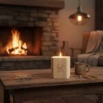 Vela con mecha de madera Mantel Puesto en la Mesa cuadrada - Imagen 2