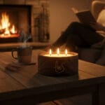 Vela con 3 mechas de madera Villancicos por las Calles redonda - Imagen 4